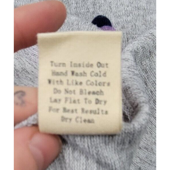 Perch By Blu-Pepper Womens 1X Gray Polka Dot Button Up Crop Tie Bottom Sweater - Picture 5 of 6